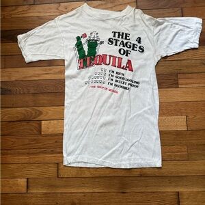 White Graphic Single Stitched Tee 4 Stages Of Tequila Print